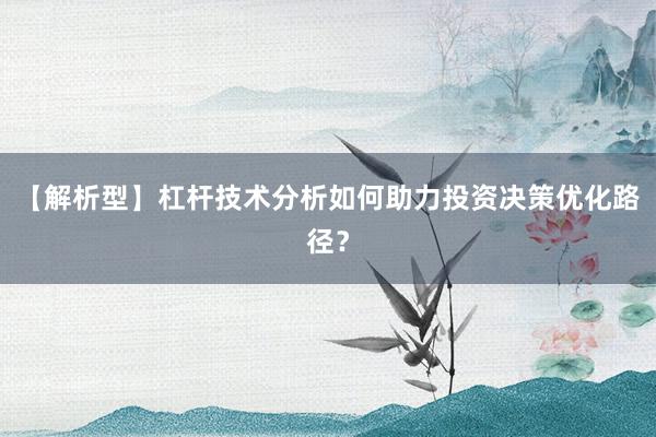 【解析型】杠杆技术分析如何助力投资决策优化路径？