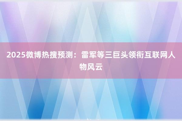 2025微博热搜预测：雷军等三巨头领衔互联网人物风云
