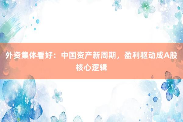 外资集体看好：中国资产新周期，盈利驱动成A股核心逻辑