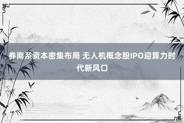 券商系资本密集布局 无人机概念股IPO迎算力时代新风口