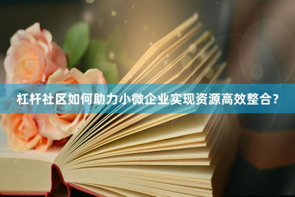 杠杆社区如何助力小微企业实现资源高效整合？