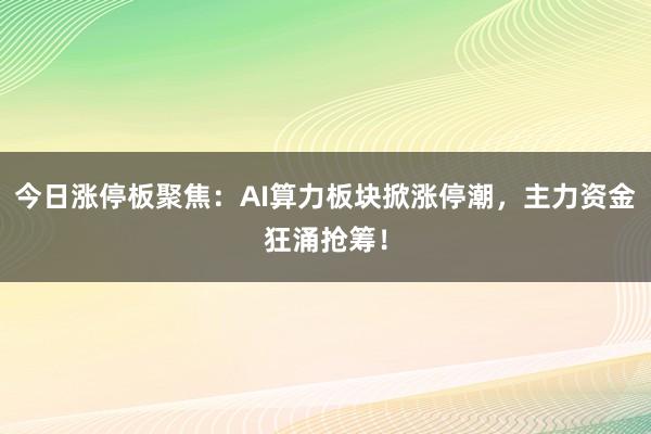 今日涨停板聚焦：AI算力板块掀涨停潮，主力资金狂涌抢筹！